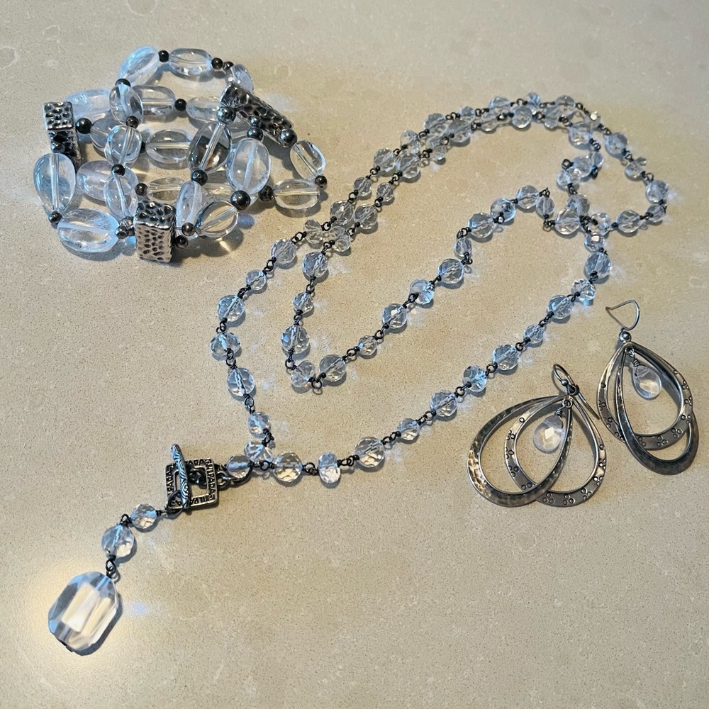 Silpada Sterling Silver Glass Bead Nugget Toggle Necklace 35” long - Picture 12 of 12